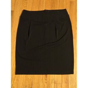 Coldwater Creek Black Knit Pencil Skirt Stretch Zip Button Size 10